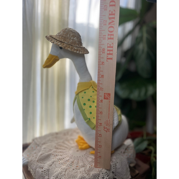 Cottagecore Goose Doll 🦆 Farmhouse Spring Decor Yellow Polka Dot Dress - Picture 5 of 7